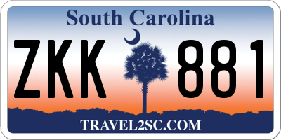 SC license plate ZKK881