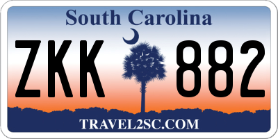 SC license plate ZKK882