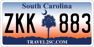 SC license plate ZKK883