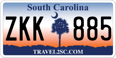 SC license plate ZKK885
