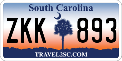 SC license plate ZKK893