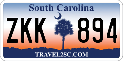 SC license plate ZKK894