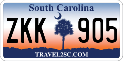SC license plate ZKK905