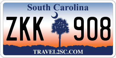 SC license plate ZKK908