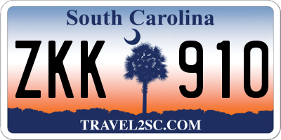 SC license plate ZKK910
