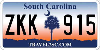 SC license plate ZKK915