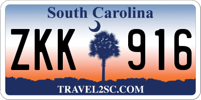 SC license plate ZKK916