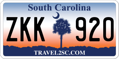SC license plate ZKK920