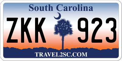 SC license plate ZKK923
