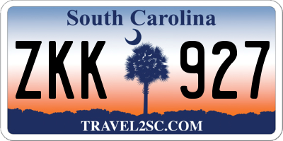 SC license plate ZKK927