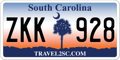 SC license plate ZKK928
