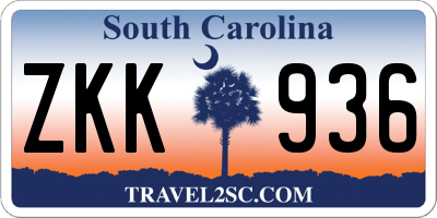 SC license plate ZKK936