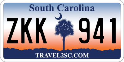 SC license plate ZKK941