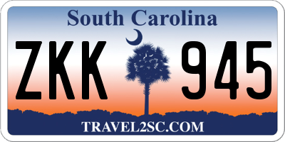 SC license plate ZKK945