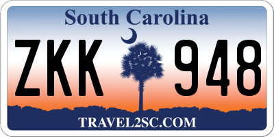 SC license plate ZKK948