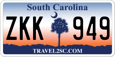 SC license plate ZKK949