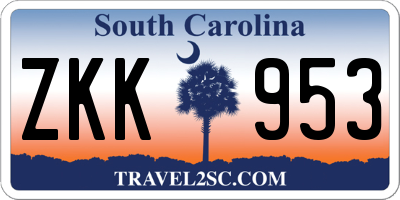 SC license plate ZKK953