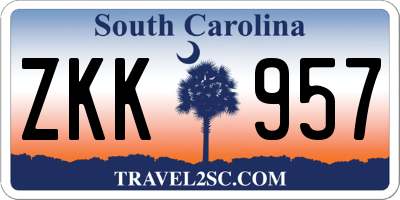 SC license plate ZKK957