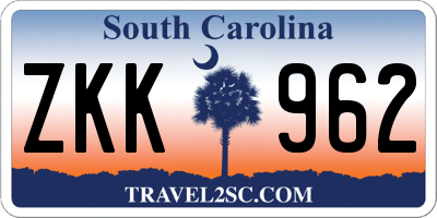 SC license plate ZKK962