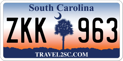 SC license plate ZKK963