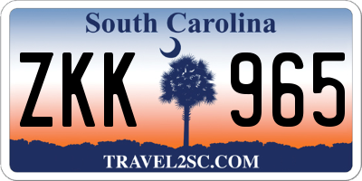 SC license plate ZKK965