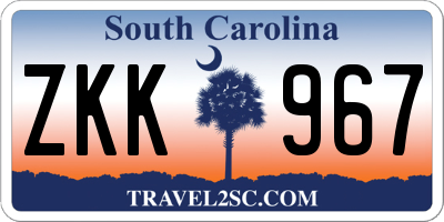 SC license plate ZKK967