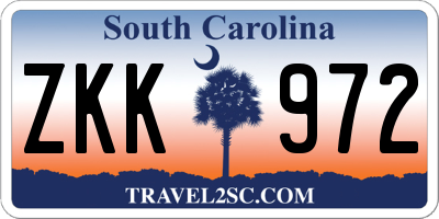 SC license plate ZKK972