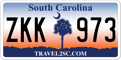 SC license plate ZKK973