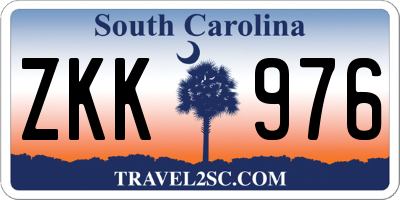 SC license plate ZKK976