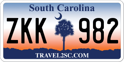 SC license plate ZKK982