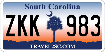 SC license plate ZKK983
