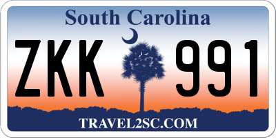 SC license plate ZKK991