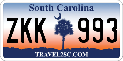 SC license plate ZKK993