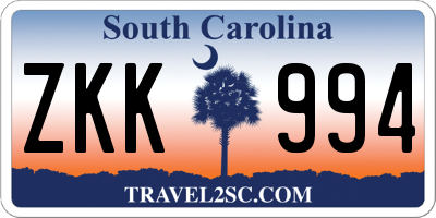 SC license plate ZKK994