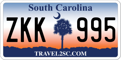 SC license plate ZKK995