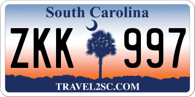 SC license plate ZKK997