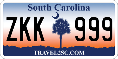 SC license plate ZKK999
