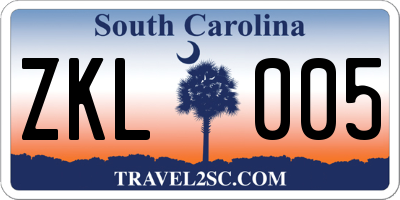 SC license plate ZKL005