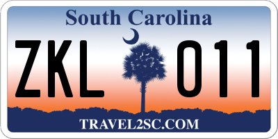 SC license plate ZKL011
