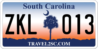 SC license plate ZKL013