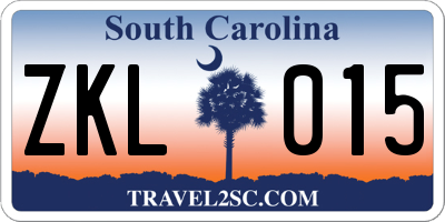 SC license plate ZKL015