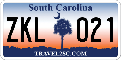 SC license plate ZKL021