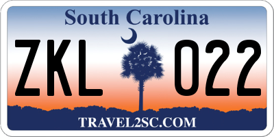 SC license plate ZKL022