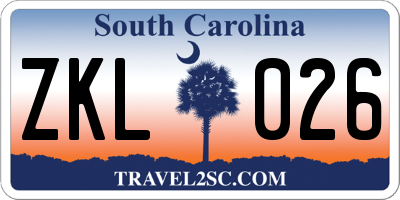 SC license plate ZKL026