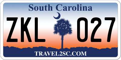 SC license plate ZKL027