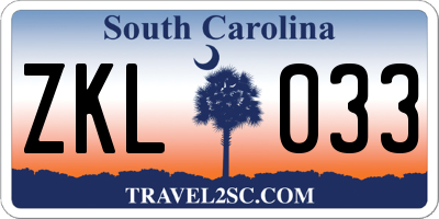 SC license plate ZKL033