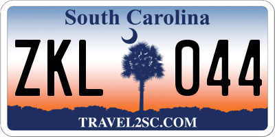 SC license plate ZKL044