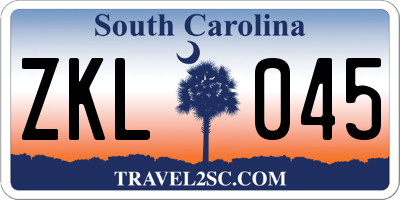 SC license plate ZKL045