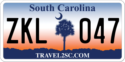 SC license plate ZKL047