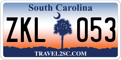 SC license plate ZKL053